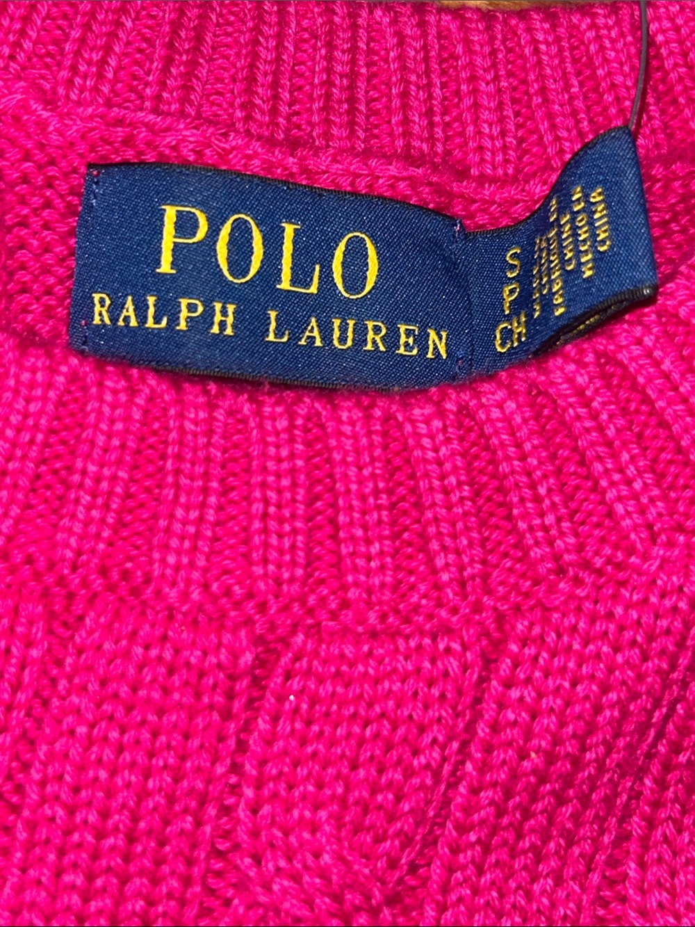 Polo Ralph Lauren Short Sleeve Cable Knit Sweater Beaded Big Pony Logo Pink - Picture 8 of 9